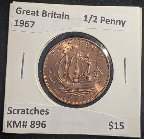Great Britain 1967 Half Penny 1/2d KM# 896 Scratches #654 #18B