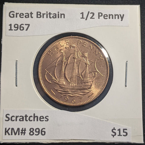 Great Britain 1967 Half Penny 1/2d KM# 896 Scratches #635 #18B