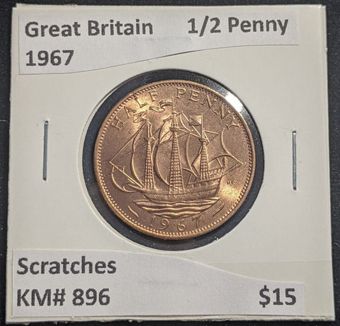 Great Britain 1967 Half Penny 1/2d KM# 896 Scratches #704 #18B