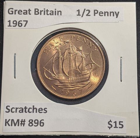 Great Britain 1967 Half Penny 1/2d KM# 896 Scratches #701 #18B