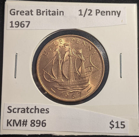Great Britain 1967 Half Penny 1/2d KM# 896 Scratches #367 #18B
