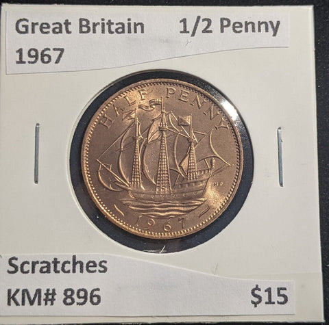 Great Britain 1967 Half Penny 1/2d KM# 896 Scratches #703 #18B