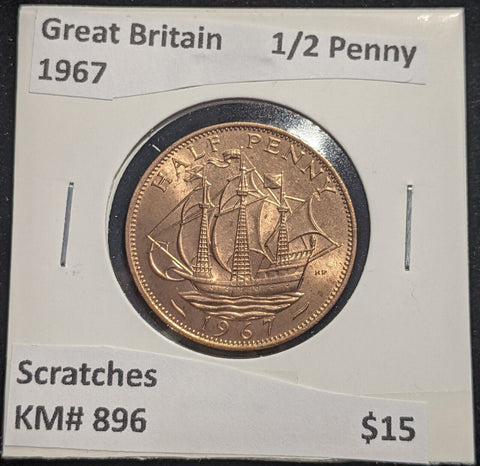 Great Britain 1967 Half Penny 1/2d KM# 896 Scratches #374  #18B