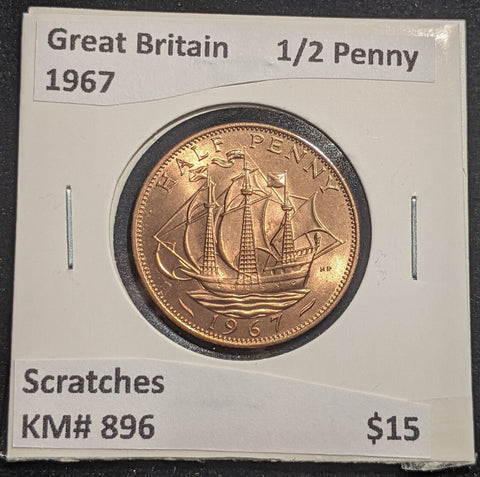 Great Britain 1967 Half Penny 1/2d KM# 896 Scratches #372  #18B