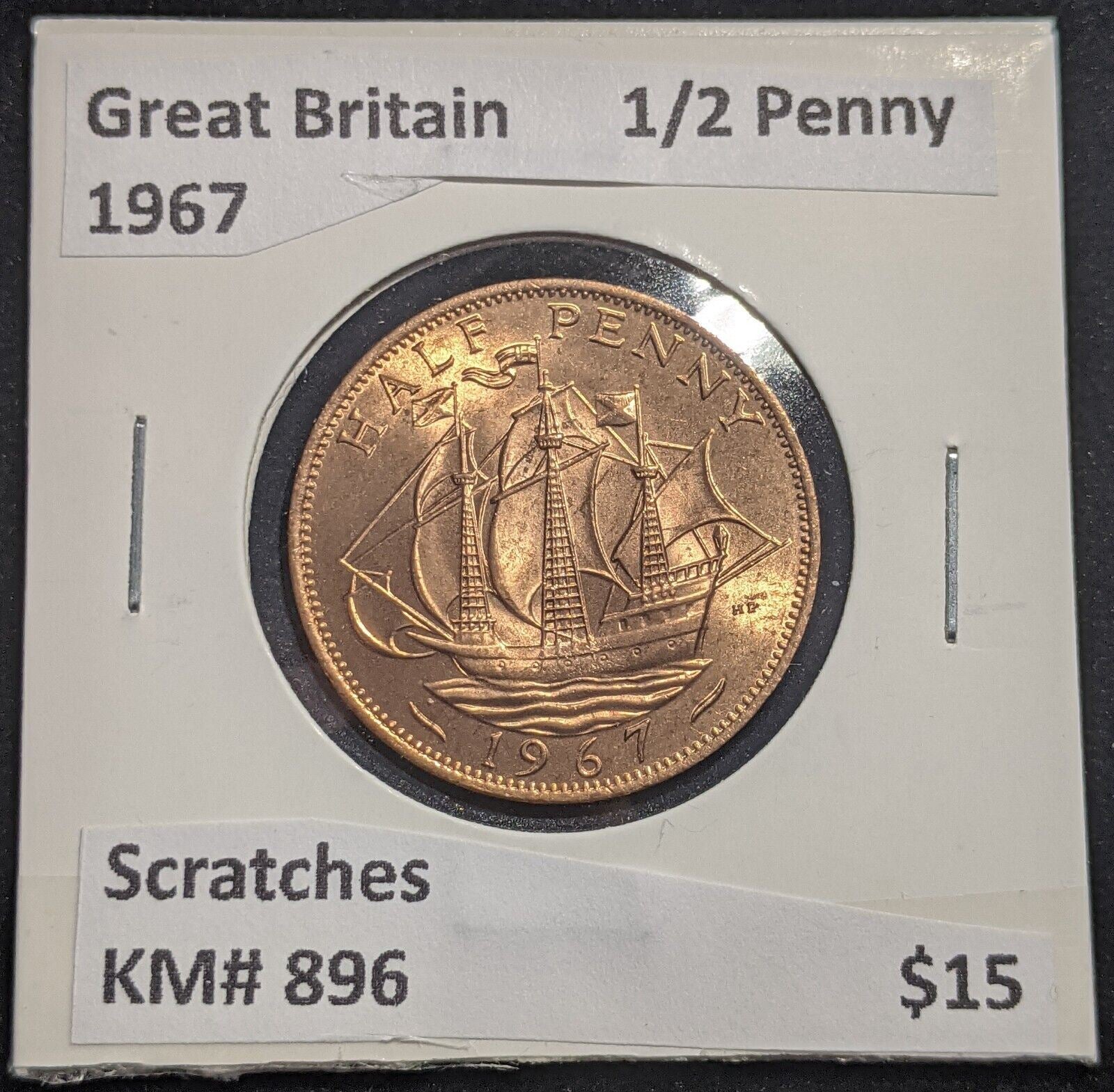 Great Britain 1967 Half Penny 1/2d KM# 896 Scratches #422  #18B