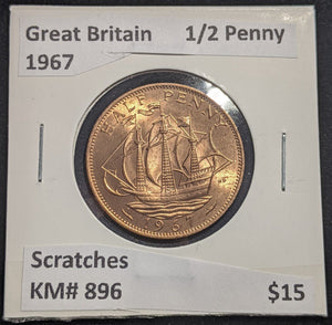 Great Britain 1967 Half Penny 1/2d KM# 896 Scratches #422  #18B