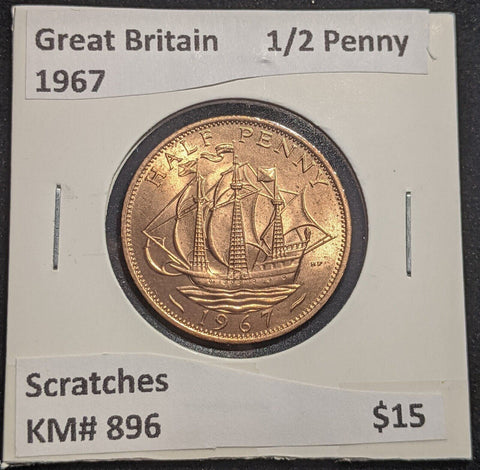 Great Britain 1967 Half Penny 1/2d KM# 896 Scratches #438  #18B