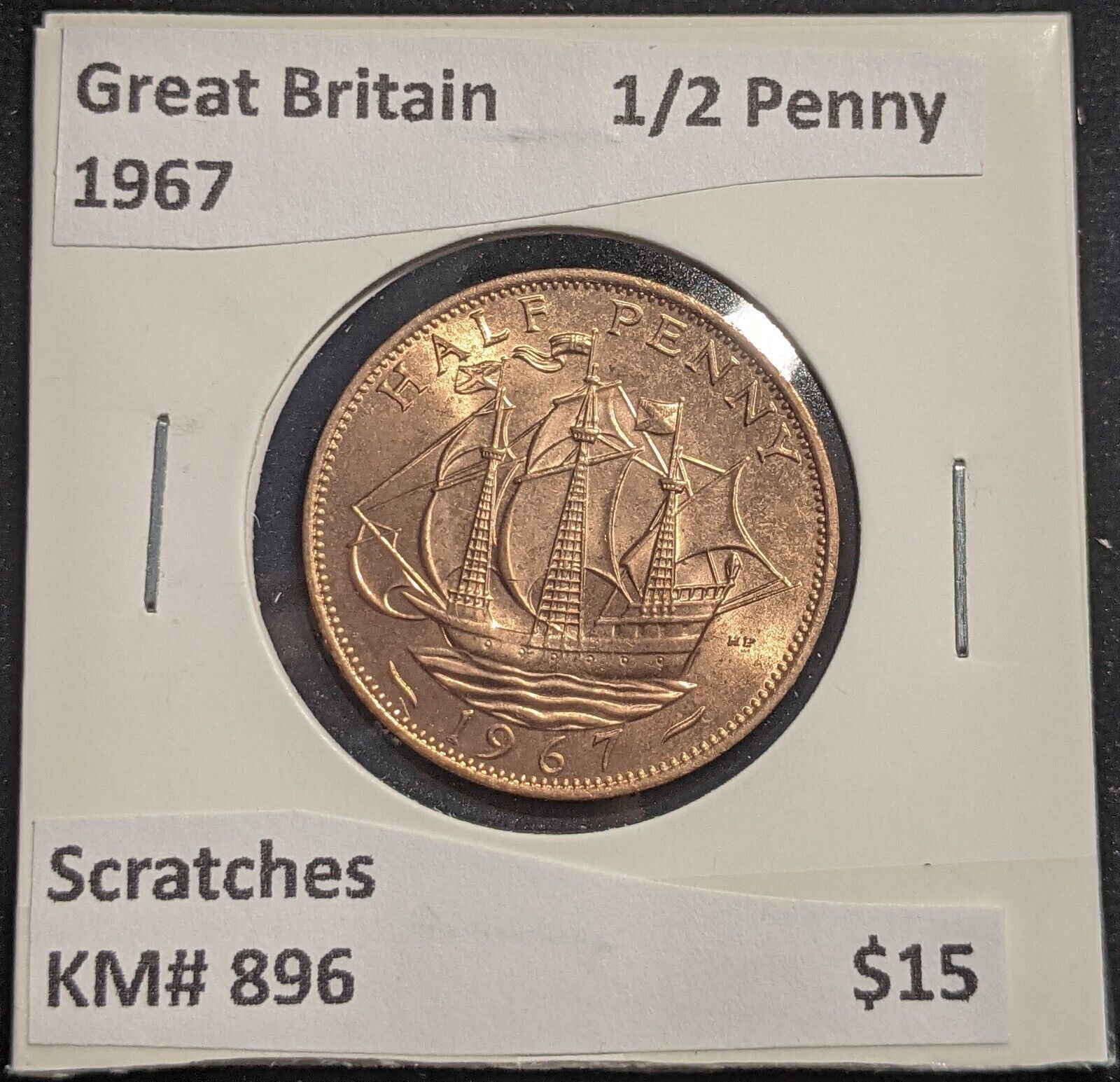 Great Britain 1967 Half Penny 1/2d KM# 896 Scratches #423  #18B