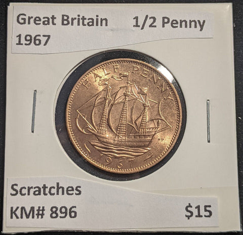 Great Britain 1967 Half Penny 1/2d KM# 896 Scratches #423  #18B