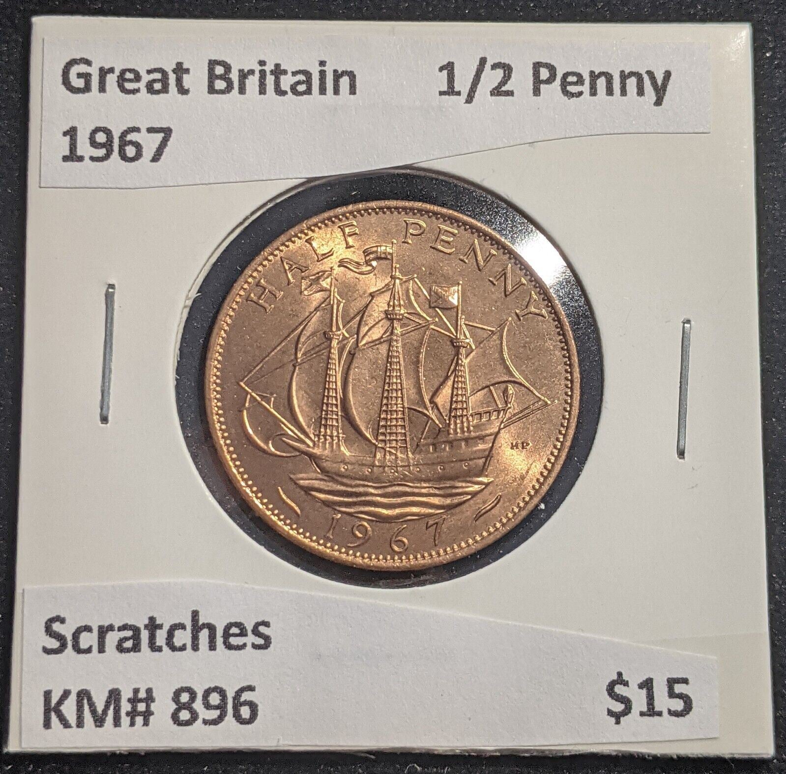 Great Britain 1967 Half Penny 1/2d KM# 896 Scratches #369  #18B