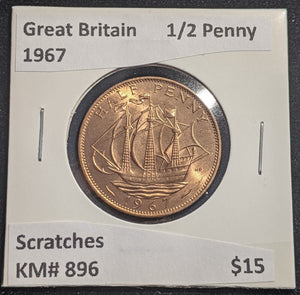 Great Britain 1967 Half Penny 1/2d KM# 896 Scratches #369  #18B