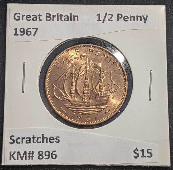 Great Britain 1967 Half Penny 1/2d KM# 896 Scratches #369  #18B