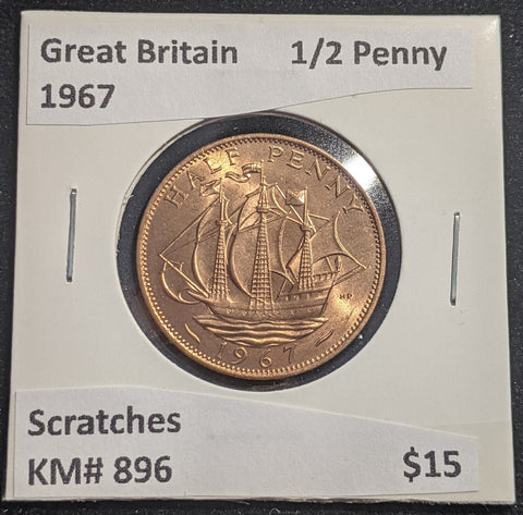 Great Britain 1967 Half Penny 1/2d KM# 896 Scratches #369  #18B