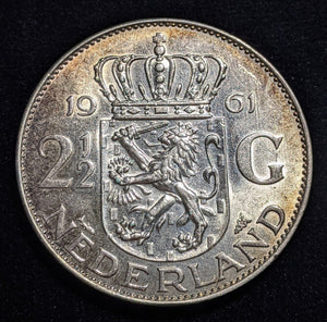 Netherlands 1961 2-1/2 Gulden KM# 185 Scratches #007 #18B