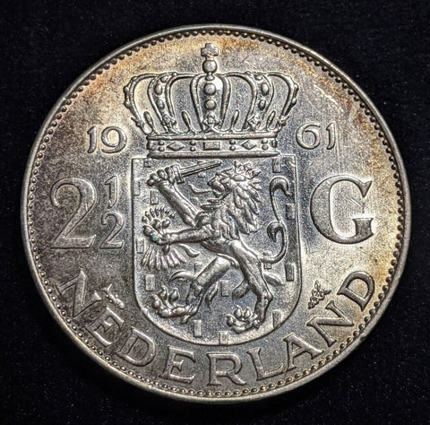 Netherlands 1961 2-1/2 Gulden KM# 185 Scratches #007 #18B