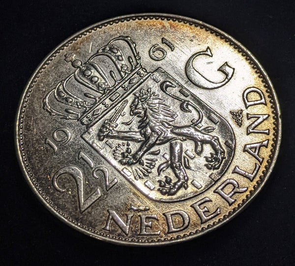 Netherlands 1961 2-1/2 Gulden KM# 185 Scratches #007 #18B