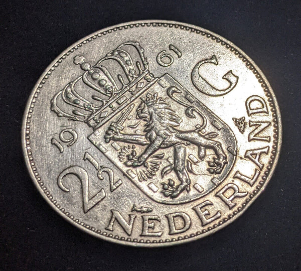 Netherlands 1961 2-1/2 Gulden KM# 185 Cleaned #010 #18B