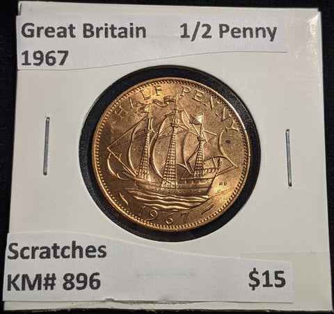 Great Britain 1967 Half Penny 1/2d KM# 896 Scratches #431  #18B