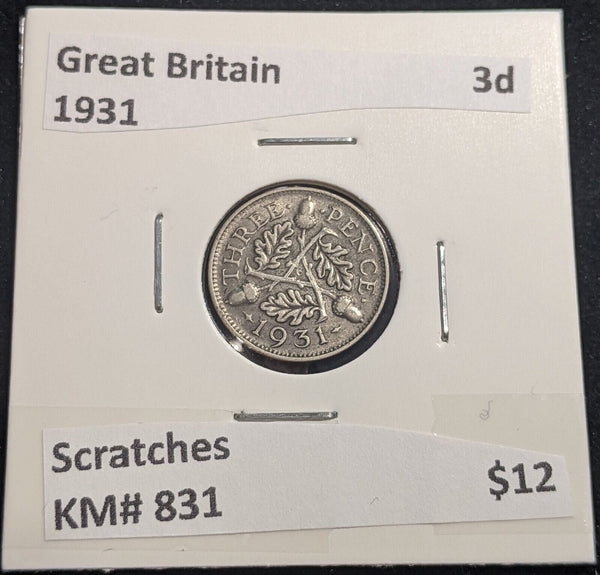 Great Britain 1931 Threepence 3d KM# 831 Scratches #330 #18A