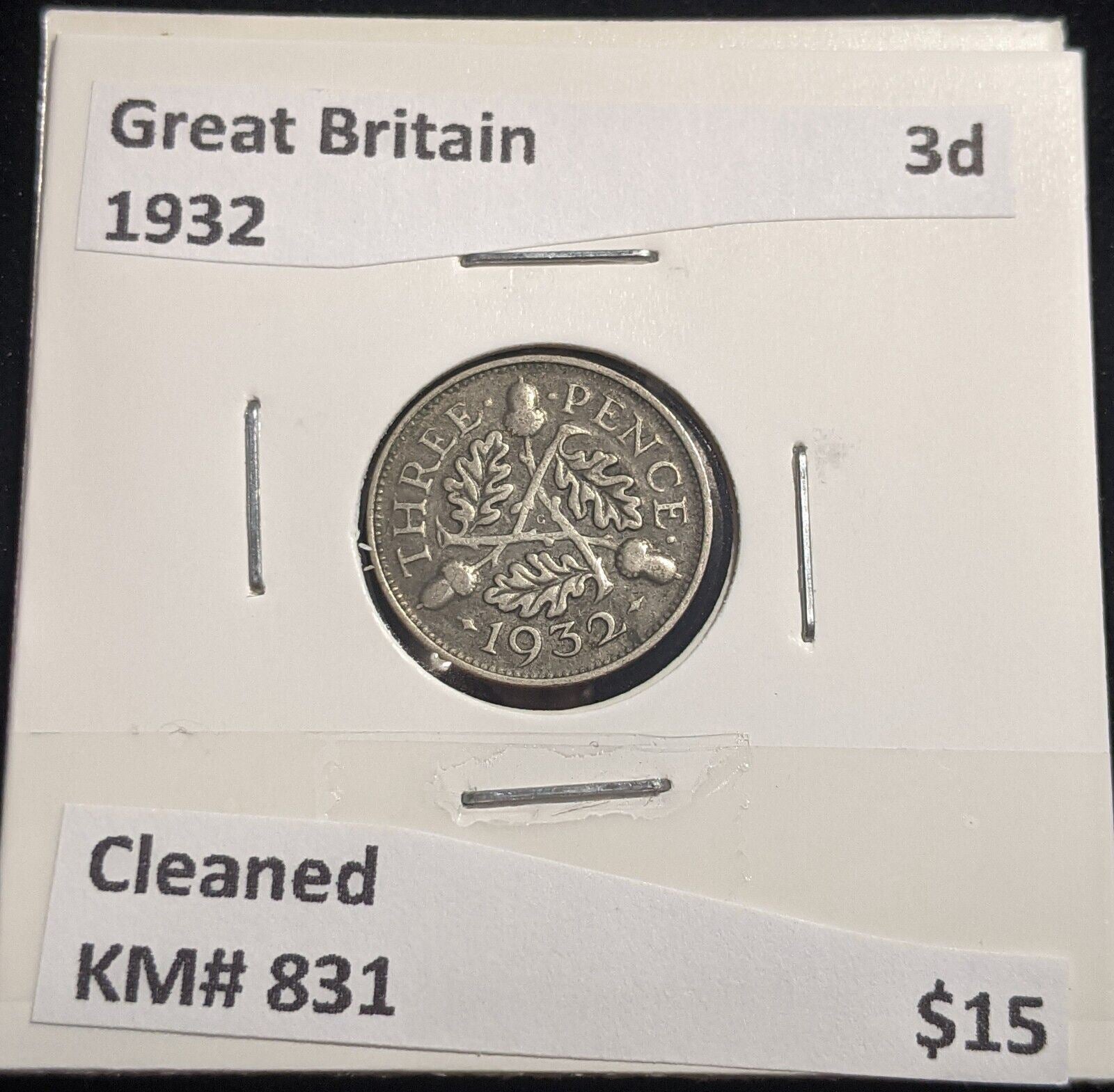 Great Britain 1932 Threepence 3d KM# 831 Cleaned #378 #18A