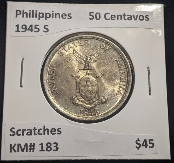 Philippines 1945 S 50 Centavos KM# 183 Scratches #067 #19C#19C