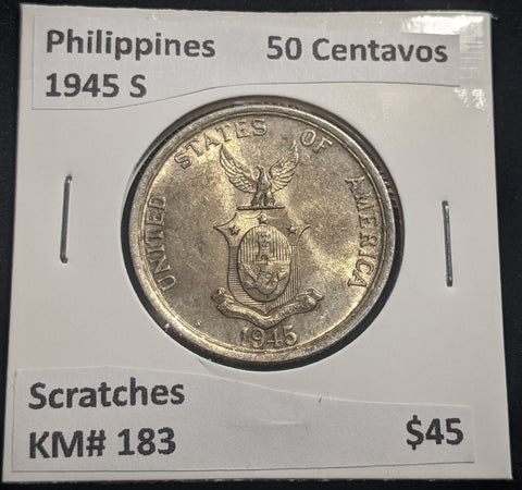 Philippines 1945 S 50 Centavos KM# 183 Scratches #067 #19C#19C