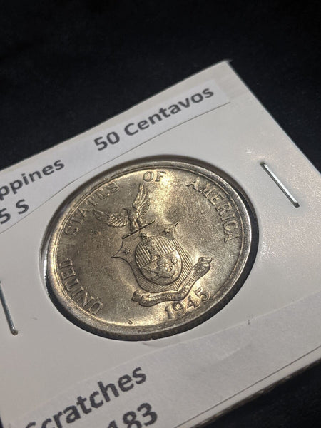 Philippines 1945 S 50 Centavos KM# 183 Scratches #067 #19C#19C