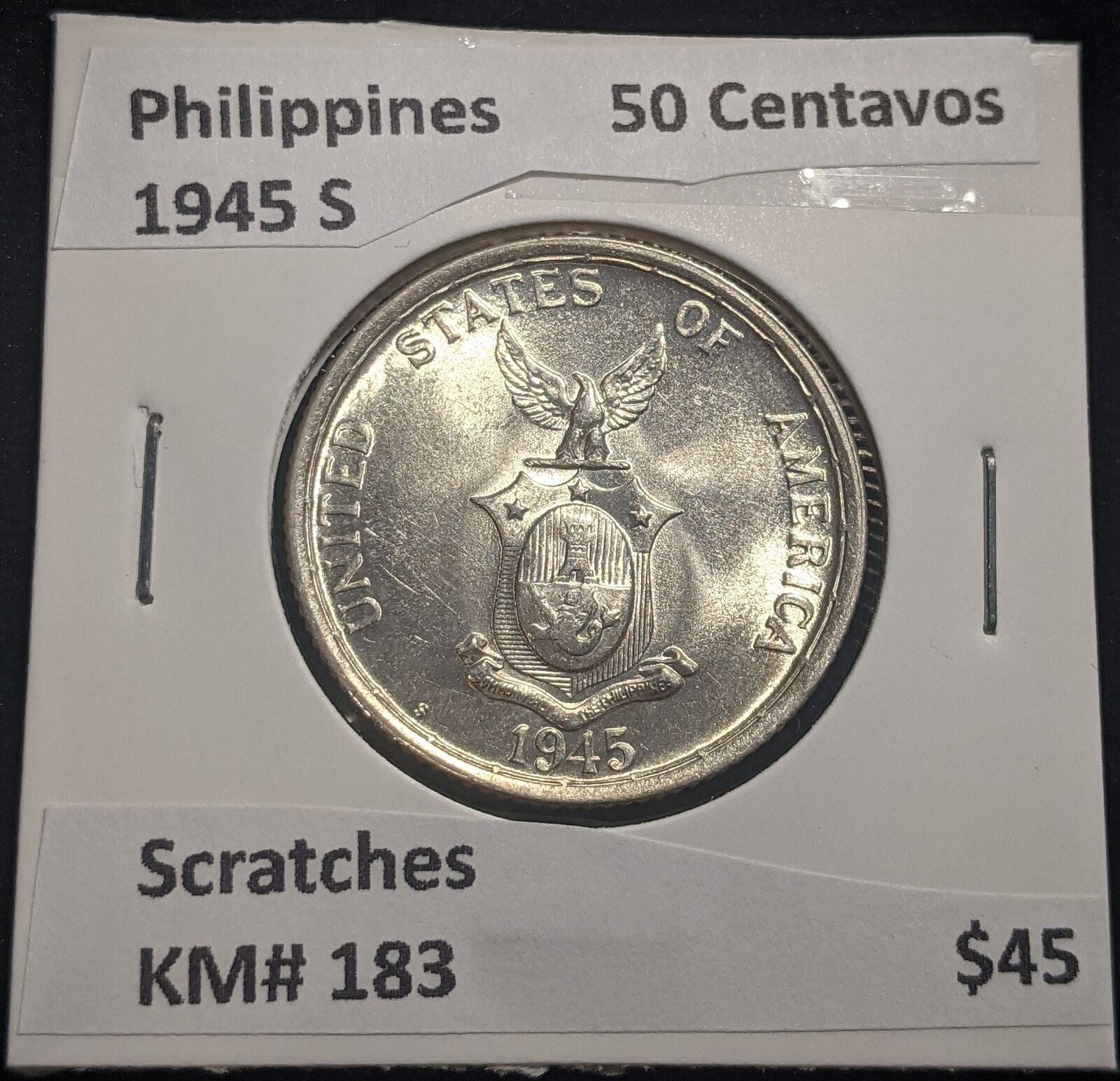 Philippines 1945 S 50 Centavos KM# 183 Scratches #086 #19C