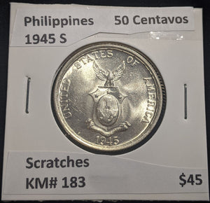 Philippines 1945 S 50 Centavos KM# 183 Scratches #086 #19C