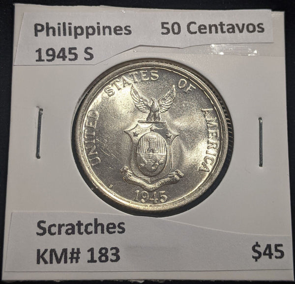 Philippines 1945 S 50 Centavos KM# 183 Scratches #086 #19C