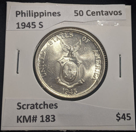 Philippines 1945 S 50 Centavos KM# 183 Scratches #086 #19C