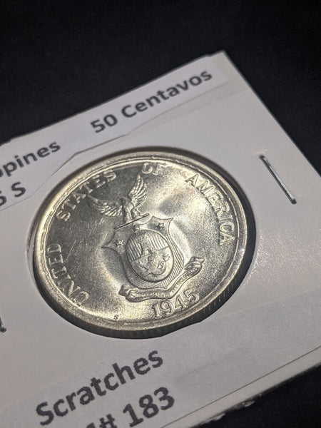 Philippines 1945 S 50 Centavos KM# 183 Scratches #086 #19C