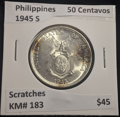Philippines 1945 S 50 Centavos KM# 183 Scratches #075 #19C