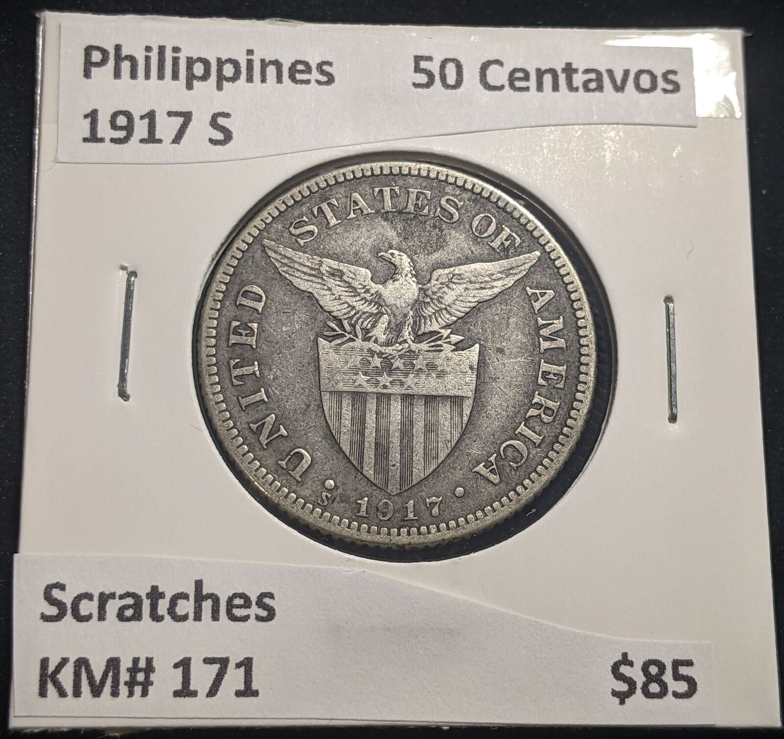 Philippines 1917 S 50 Centavos KM# 171 Scratches #073 #19C