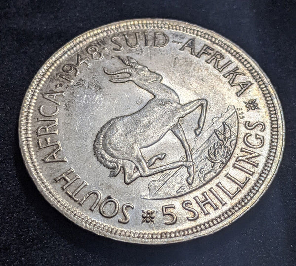 South Africa 1948 5 Shillings 5/- KM# 40.1 Cleaned #009 #19B