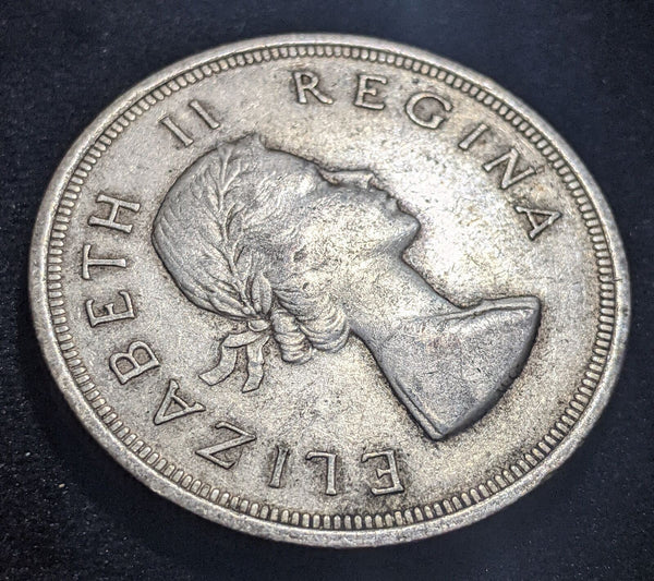 South Africa 1955 5 Shillings 5/- KM# 52 Cleaned Rim Damage #016 #19B