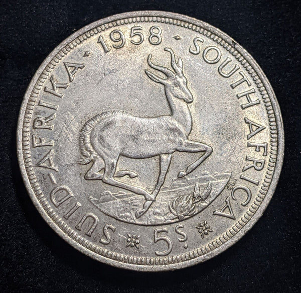 South Africa 1958 5 Shillings 5/- KM# 52 Cleaned #006 #19B