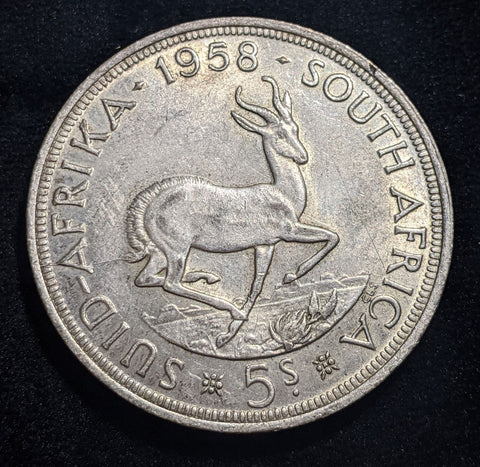 South Africa 1958 5 Shillings 5/- KM# 52 Cleaned #006 #19B