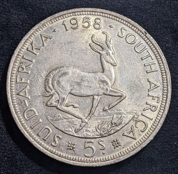 South Africa 1958 5 Shillings 5/- KM# 52 Cleaned #006 #19B