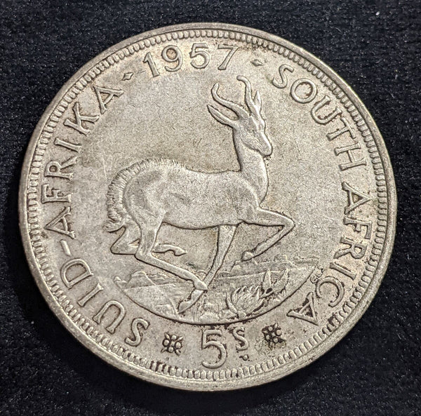 South Africa 1957 5 Shillings 5/- KM# 52 Scratches #039 #19B