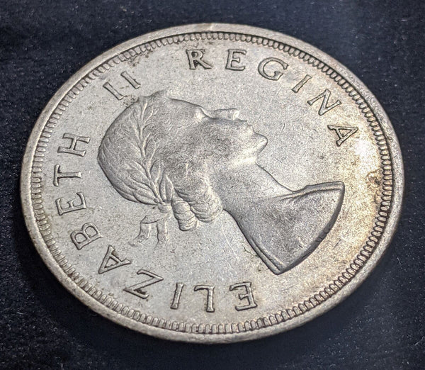 South Africa 1957 5 Shillings 5/- KM# 52 Scratches #039 #19B