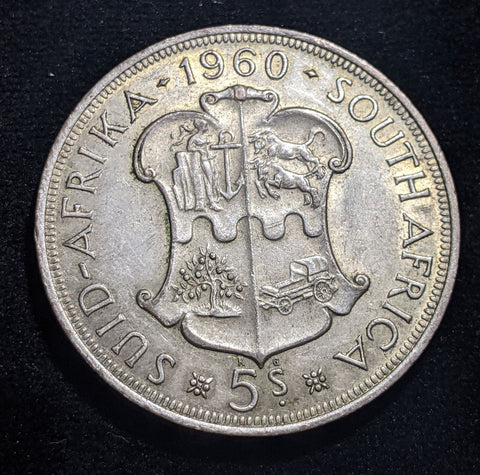 South Africa 1960 5 Shillings 5/- KM# 55 Cleaned #003 #19B