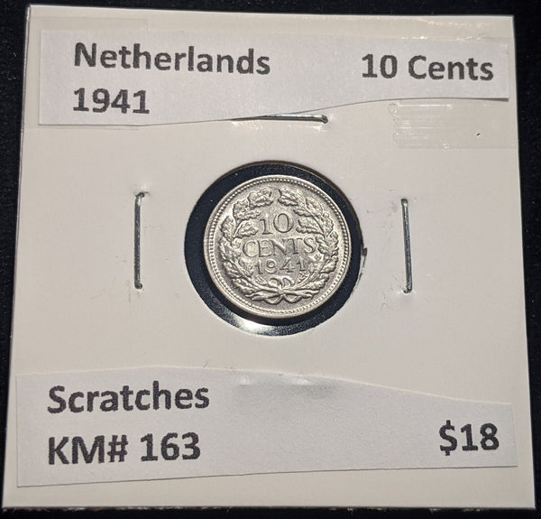 Netherlands 1941 10 cents KM# 163 Scratches #118 #19B