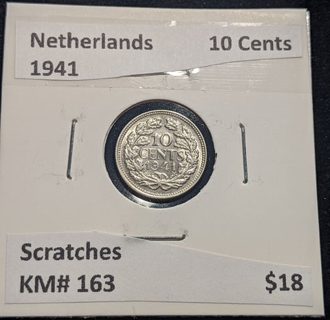 Netherlands 1941 10 cents KM# 163 Scratches #115 #19B
