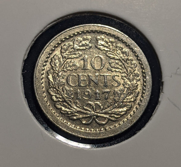 Netherlands 1917 10 cents KM# 145 Cleaned #113 #19B