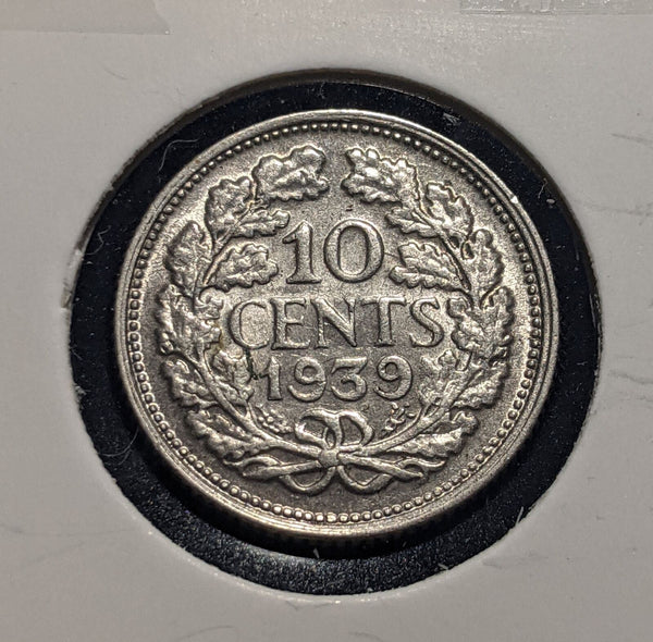 Netherlands 1939 10 cents KM# 163 Cleaned #097 #19B