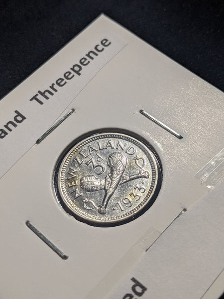 New Zealand 1933 Threepence 3d KM# 1 Cleaned #087 #19B