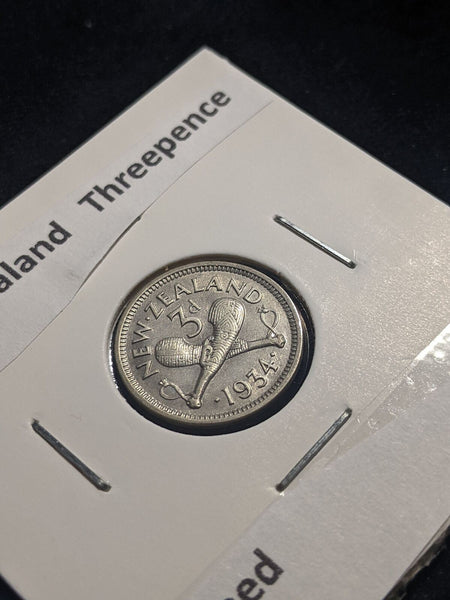 New Zealand 1934 Threepence 3d KM# 1 Cleaned #013 #19B