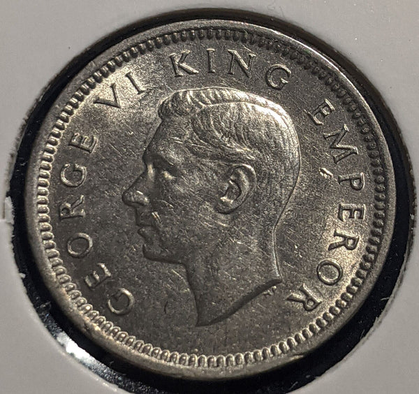 New Zealand 1937 Threepence 3d KM# 7 Scratches #088 #19B
