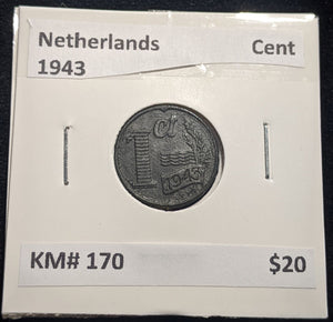 Netherlands 1943 Cent KM# 170 #092 #19B